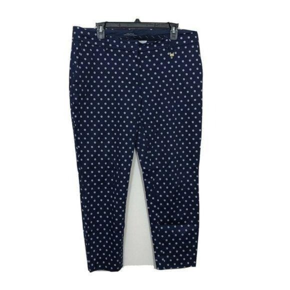 Nautica Size 12 Blue White Floral Knots Flat Front Pockets Casual Pants‎ - Picture 1 of 5
